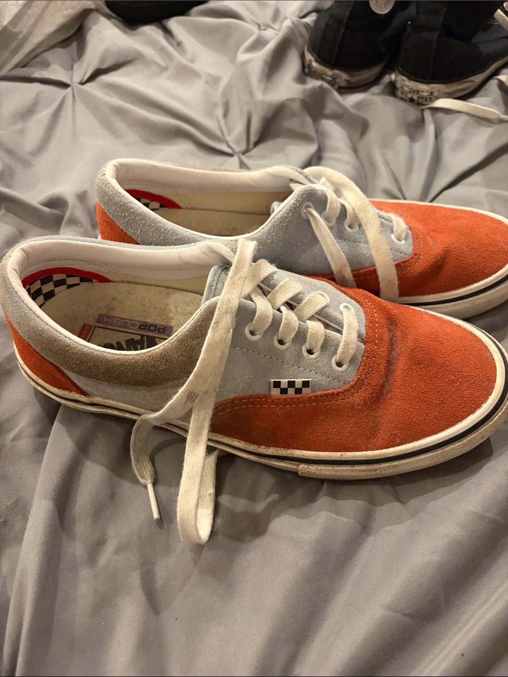 Vans Men’s Low-Top Suede Sneakers in Orange and Light Blue